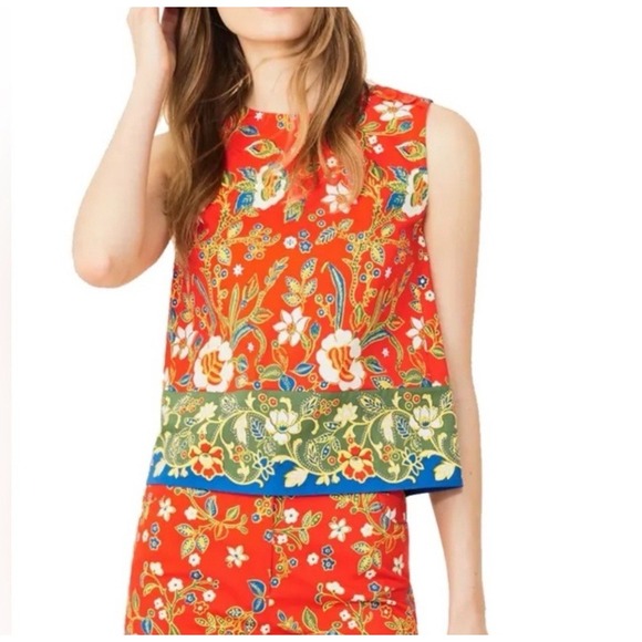 Tory Burch Dayton Samba Batik FlowerCotton Sleeveless Top Size 4 - Picture 10 of 10